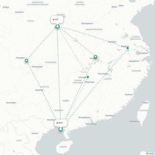 Mapa lotu bezpośredniego Beihai – Xi'an