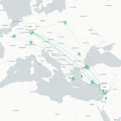 Mapa de vuelo directo Bilbao - Fráncfort