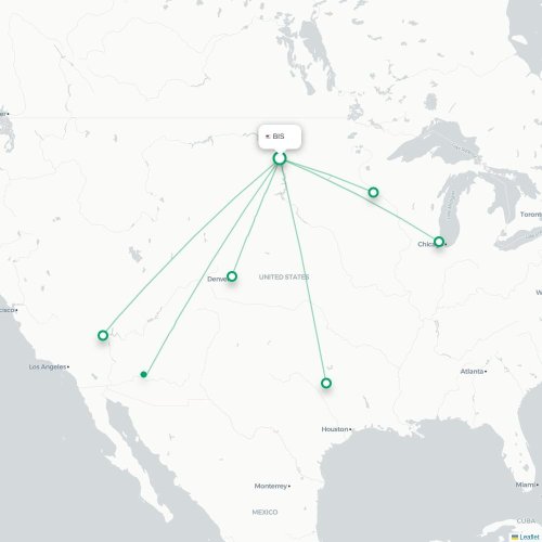 Mapa de vuelo directo Bismarck - Orlando