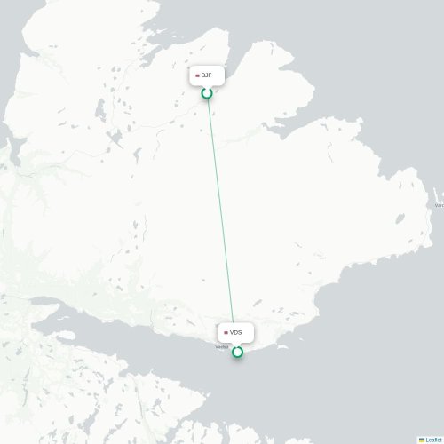 Mapa de vuelo directo Båtsfjord - Vadsø
