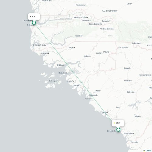 Banjul - Conakry karta över direktflyg