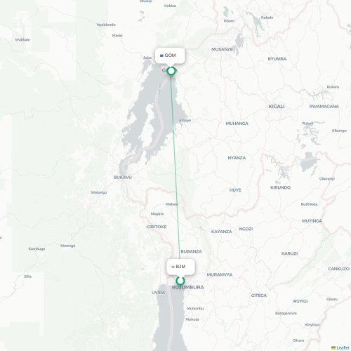 Bujumbura - Goma carte du vol direct
