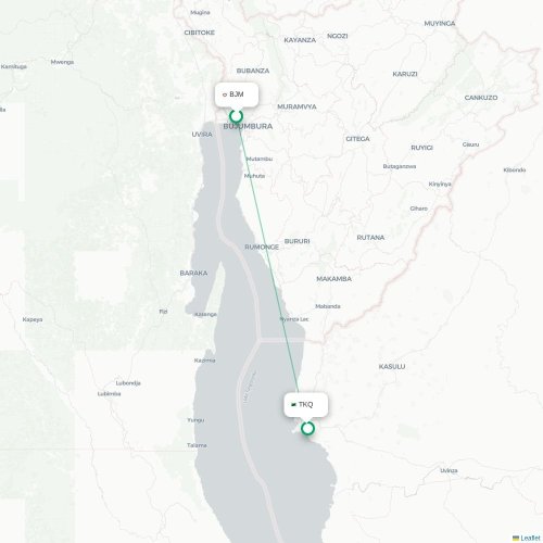 Bujumbura - Kigoma karta över direktflyg