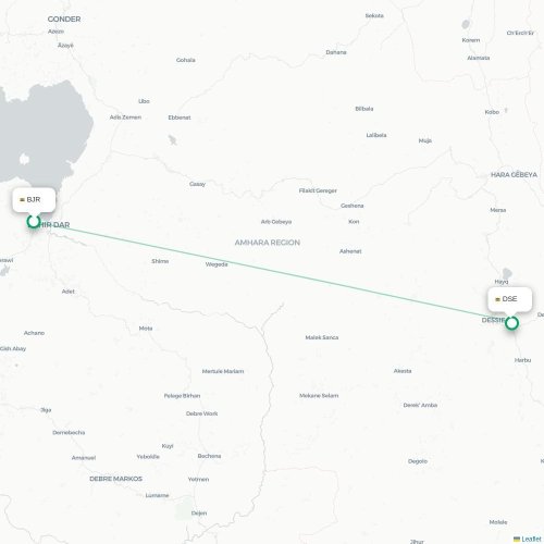 Baher Dar - Dessie carte du vol direct