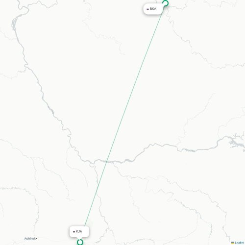 Mapa de vuelo directo Baykit - Krasnoyarsk