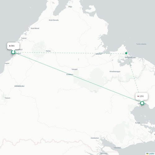 Mapa de vuelo directo Kota Kinabalu - Lahad Datu