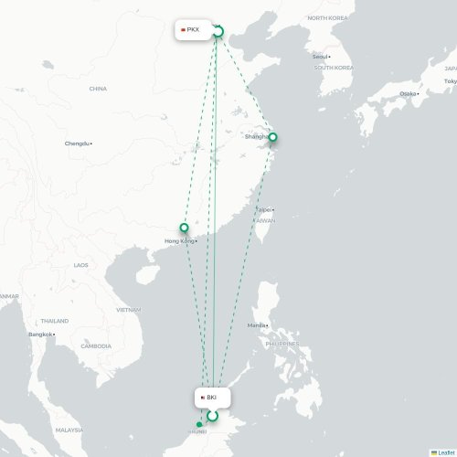 Mapa lotu bezpośredniego Kota Kinabalu – Pekin