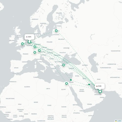Mapa lotu bezpośredniego Bangkok – Dubaj