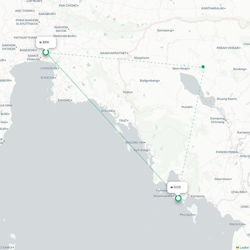Mapa lotu bezpośredniego Bangkok – Krong Preah Sihanouk