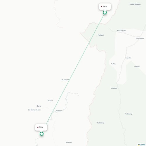 Mapa lotu bezpośredniego Bakalalan – Bario