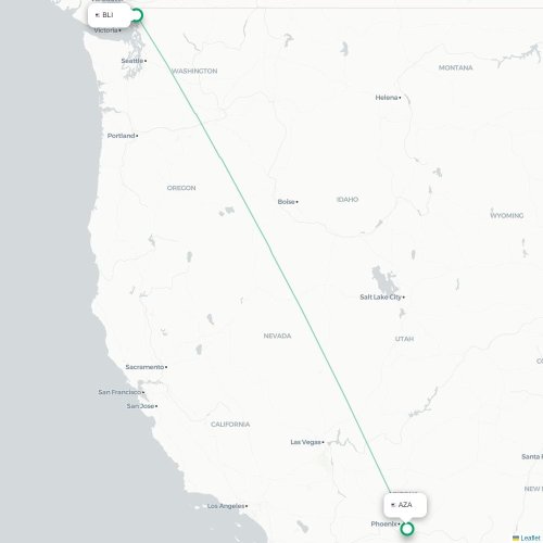 Mapa lotu bezpośredniego Bellingham – Phoenix
