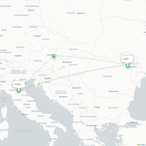 Mapa lotu bezpośredniego Bolonia – Jassy
