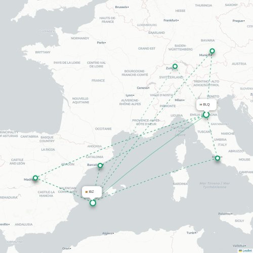 Bologne - Ibiza carte du vol direct