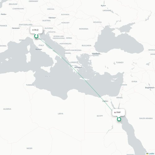 Mapa lotu bezpośredniego Bolonia – Marsa Alam