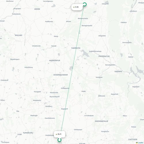 Mapa lotu bezpośredniego Bangalore – Kurnool