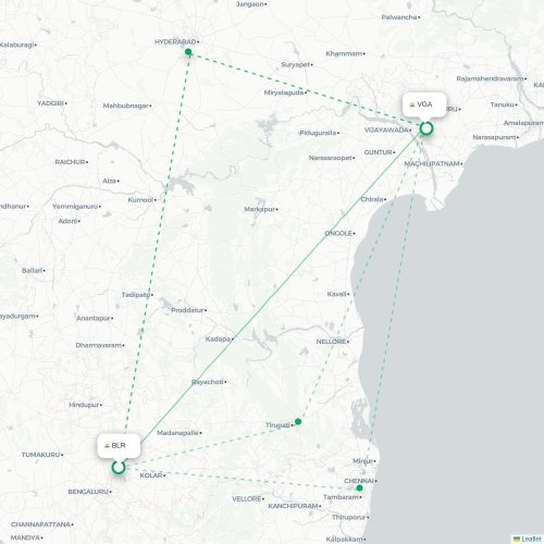 Mapa lotu bezpośredniego Bangalore – Widźajawada