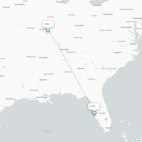 Belleville - Tampa kaart van rechtstreekse vlucht