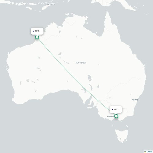 Broome-Occidentale - Melbourne carte du vol direct