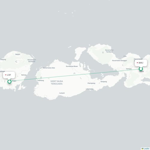 Mapa lotu bezpośredniego Bima – Praya