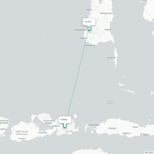 Mapa lotu bezpośredniego Bima – Makasar