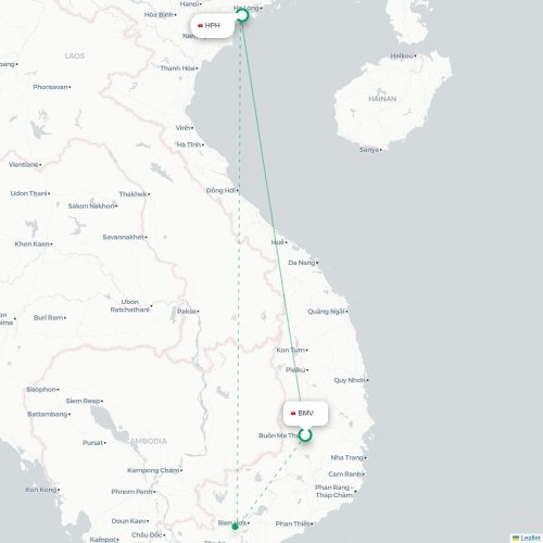 Mapa lotu bezpośredniego Buon Ma Thuot – Hajfong