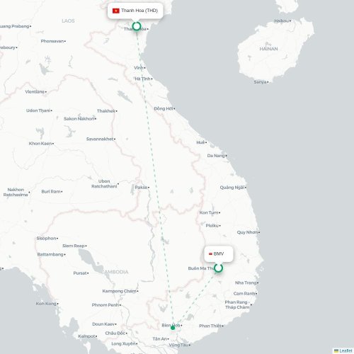 Mapa lotu bezpośredniego Buon Ma Thuot – Thanh Hóa