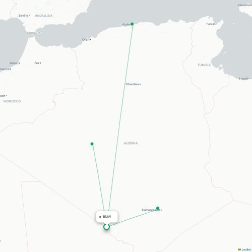 Mapa lotu bezpośredniego Burdż Badżi Muchtar – Tamanrasset