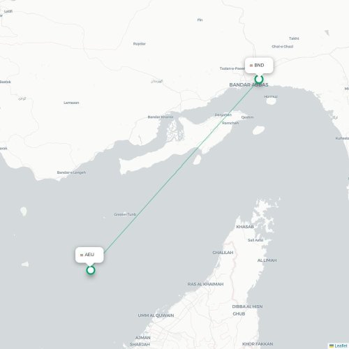 Mapa de vuelo directo Bandar Abbas - Abu Musa