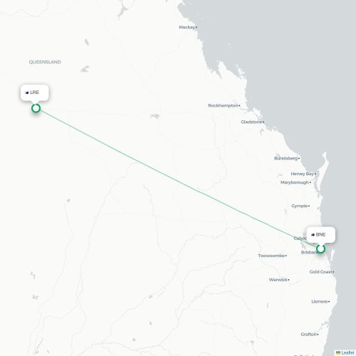 Mapa lotu bezpośredniego Brisbane – Longreach