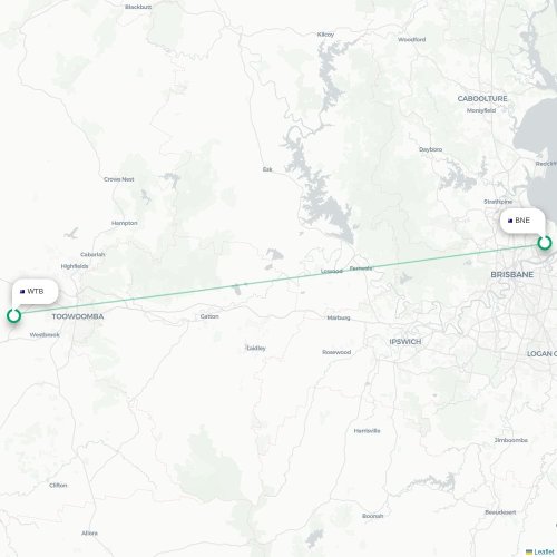 Mapa de vuelo directo Brisbane - Toowoomba City