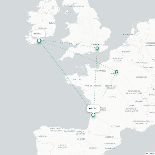 Bordeaux - Cork carte du vol direct