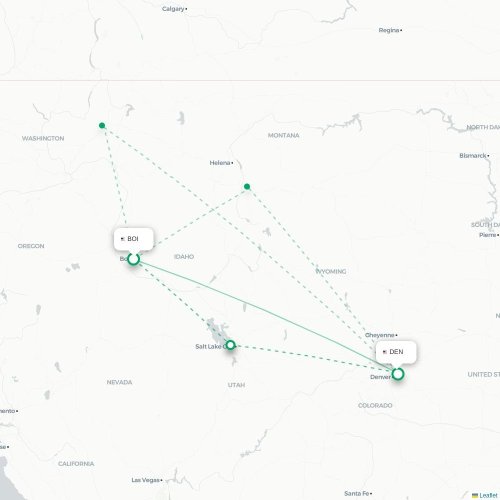 Mapa de vuelo directo Boise - Denver