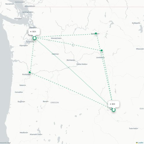 Mapa de vuelo directo Boise - Seattle
