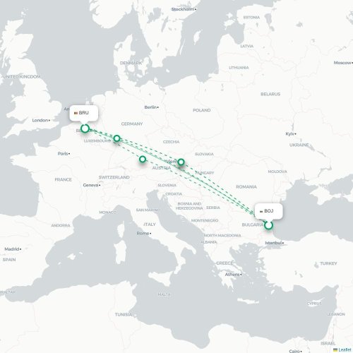 Mapa lotu bezpośredniego Burgas – Bruksela