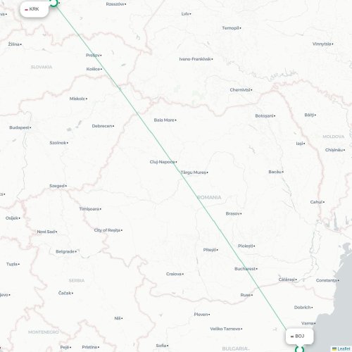 Mapa lotu bezpośredniego Burgas – Kraków