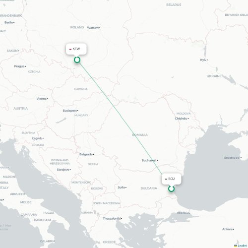 Mapa lotu bezpośredniego Burgas – Katowice