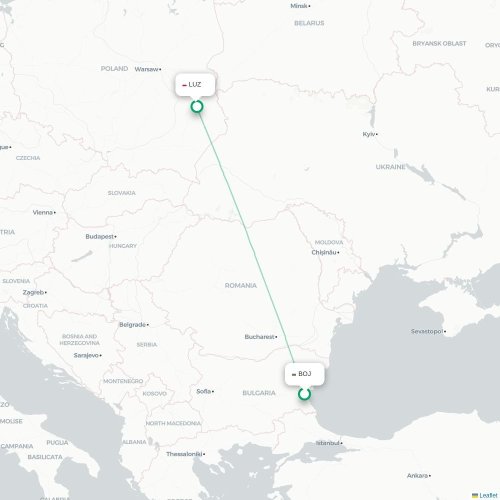Mapa lotu bezpośredniego Burgas – Lublin