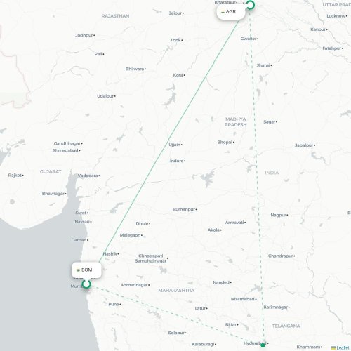 Mumbai - Agra kort over direkte fly