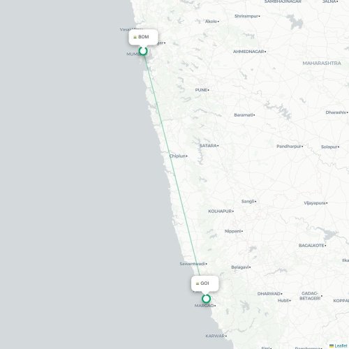Mumbai – Vasco da Gama suoran lennon kartta