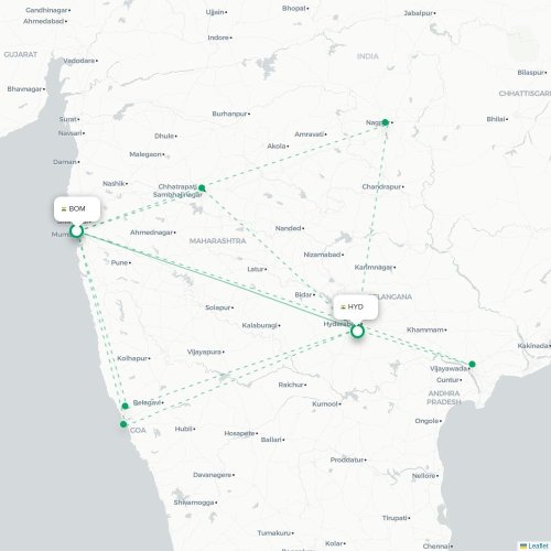 Mumbai – Hyderabad suoran lennon kartta