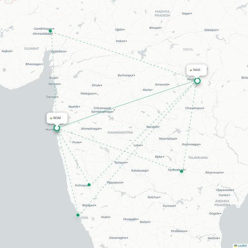 Mumbai - Nagpur kort over direkte fly