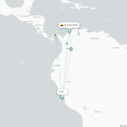 Mapa de vuelo directo Kralendijk - Barranquilla