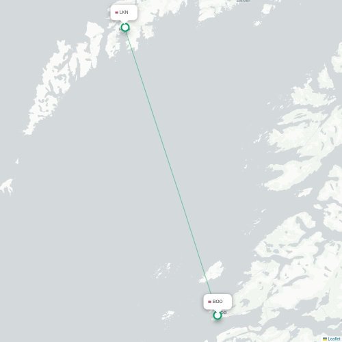 Mapa de vuelo directo Bodø - Leknes