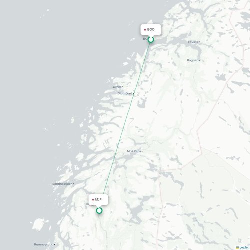 Mapa de vuelo directo Bodø - Mosjøen