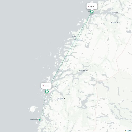 Mapa de vuelo directo Bodø - Sandnessjøen