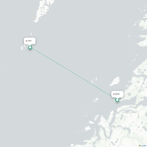 Mapa de vuelo directo Bodø - Vaeroy