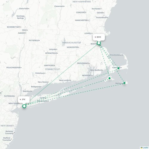 Boston - New York karta över direktflyg