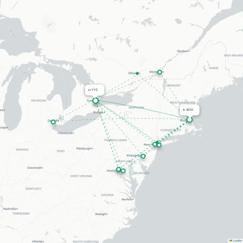 Boston - Toronto carte du vol direct
