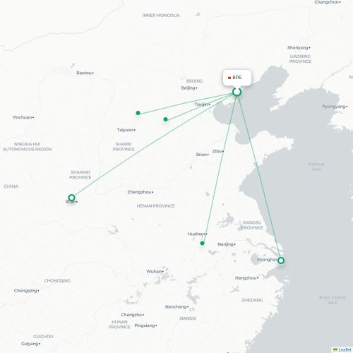 Mapa de vuelo directo Qinhuangdao - Xi'an