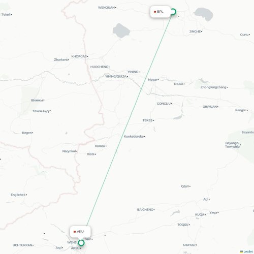 Mapa lotu bezpośredniego Bortala – Aksu